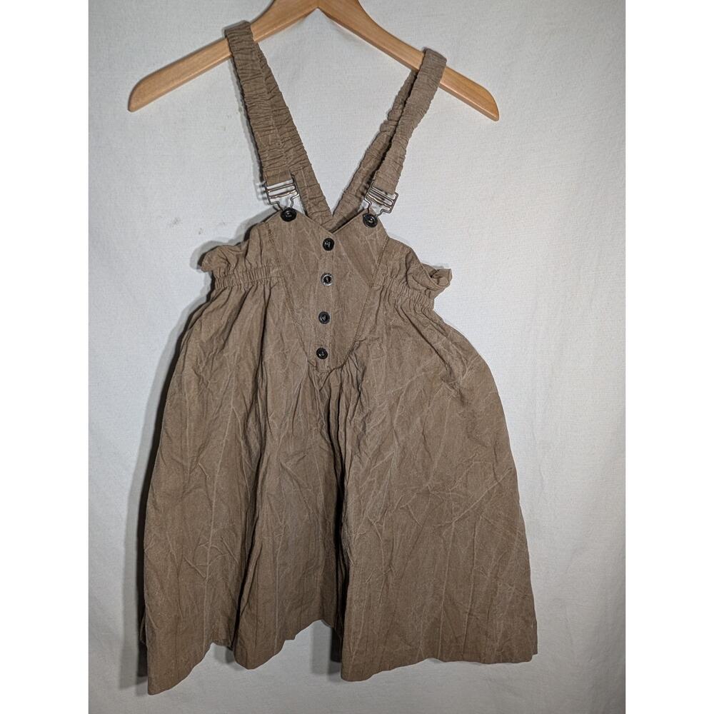 Jazz Kids Girls Brown‎ Suspender Dress Jumper sz 6-8 Button Front boho vintage